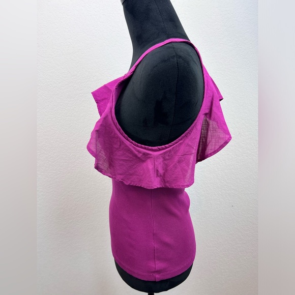 NWT: Anthropologie Maeve Ribbed Ruffled Halter Tank Top in Purple Size Medium - Picture 3 of 8